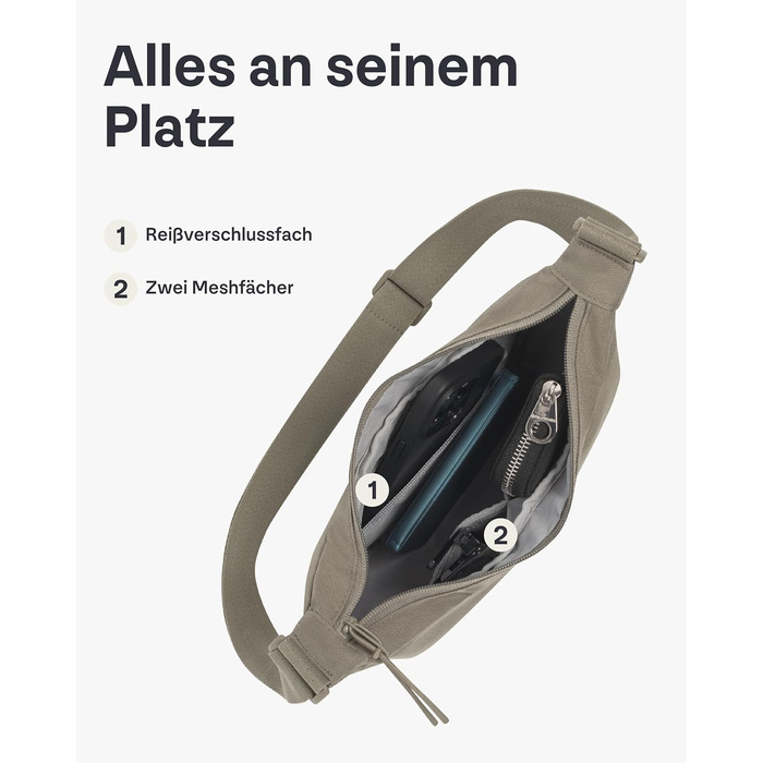 Сумка через плече Johnny Urban Ally Medium Desert Grey (1.3л) - Водовідштовхувальна Moon Bag для жінок та чоловіків