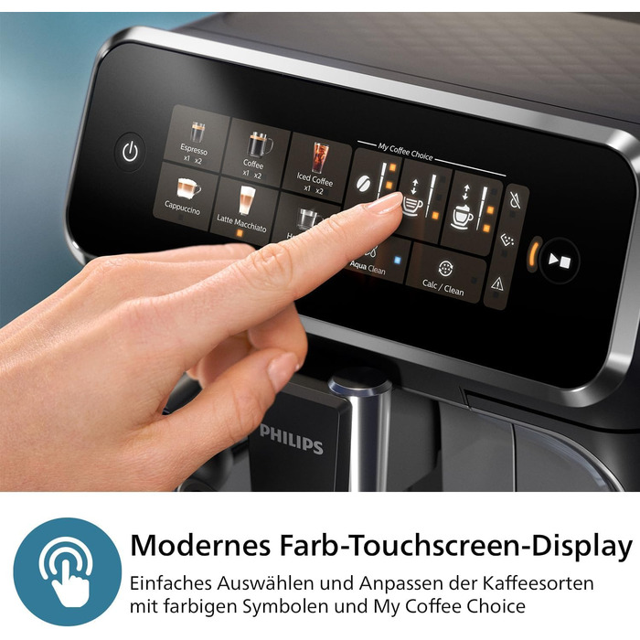 Philips 2300 Series Fully Automatic Coffee Machine - 4 Drinks, Modern Color Touchscreen Display, LatteGo Milk System, SilentBrew, 100% Ceramic Grinder, AquaClean Filter. Matte Black (EP2330/10) Latte Go 4 Coffee Specialties