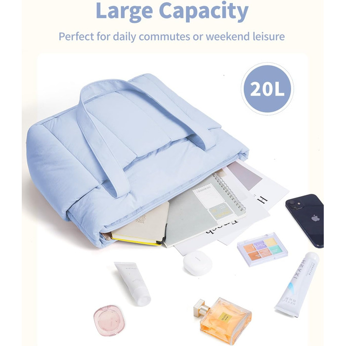 Сумка жіноча Narwey Shopper велика, легка - робоча сумка, сумка для навчання, сумка на плече, сумка-тоут з багатьма кишенями (Синя)