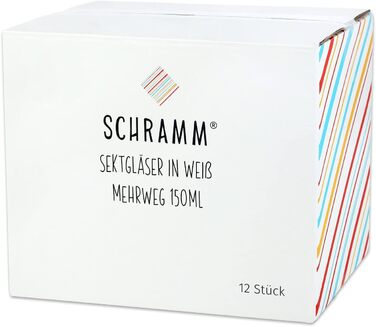 Schramm® Reusable Champagne Flutes in white, available in sets of 6, 12, 24, or 48 pieces. 150 ml capacity. Champagne glass, sparkling wine flutes, sparkling wine goblets, stemmed glass. Champagne glasses, capacity: 12 pieces