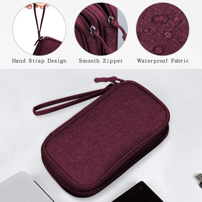 Органайзер для кабелів Skycase: кейс для аксесуарів, USB, Powerbank, SD-картки, червоний, 19 x 11 x 5.5 см