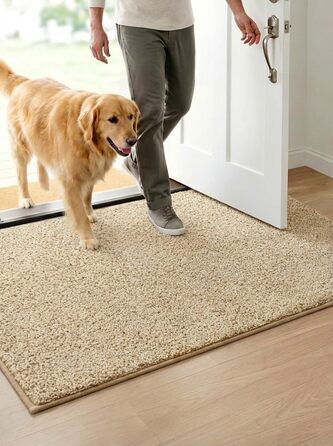 Килимок вхідний 50x80 см протибрудний для дому, антиковзаючий килим з мікрофібри з гумовою основою для передпокою, кухні та ванної, бежевий