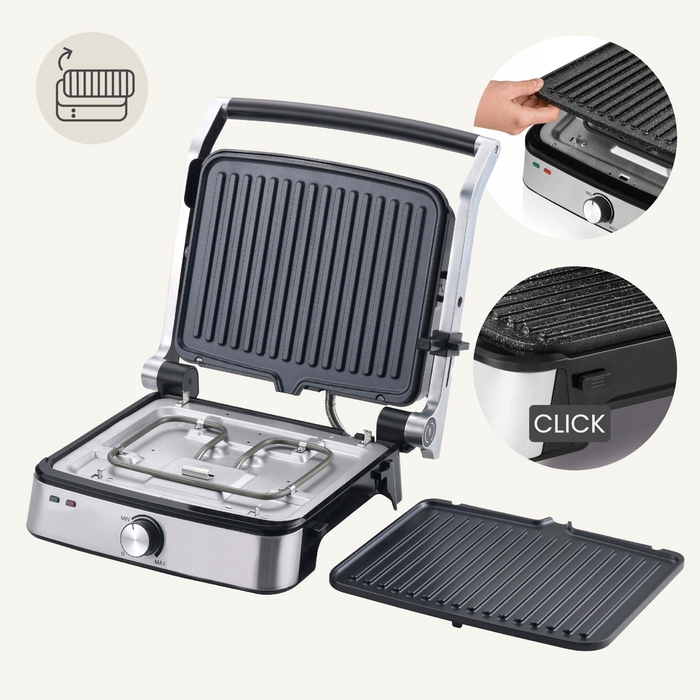 Електричний гриль Zeegma Chef Easy 2000 Вт, регулювання температури, керамічне покриття