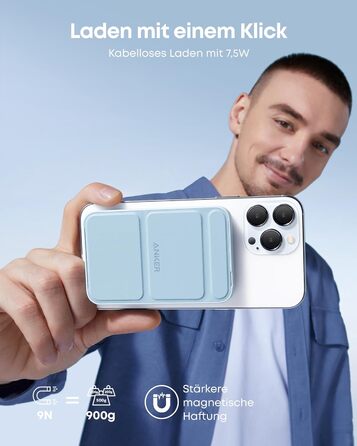 Anker MagGo Powerbank 5000mAh з магнітним з'єднанням, сірий (wolkengrau)