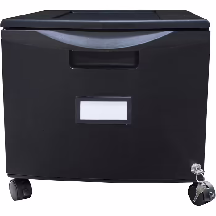 Storex 61264A01C File Cabinet with 1 Drawer, Steel, with Lock and Key, 37 x 32 x 46 cm, Black/Dark Gray