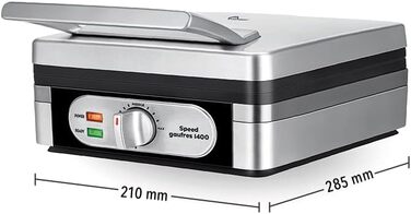 Електричний вафельниця LITTLE BALANCE 8384 Speed Waffeln - для приготування бельгійських вафель, 1400 Вт, сріблястий металік