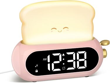 Kids Alarm Digital Clock, Children's Alarm Clock with Night Light, LED Display, 10 Ring Tones, 5 Brightness Levels, Timer, Snooze Function, Light Alarm Clock for School Beginners Girls Boys, Plug-in Power Adapter
