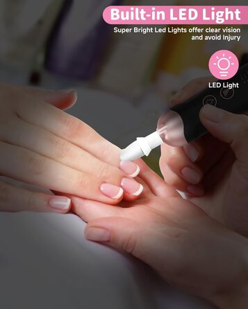 Електричний набір для манікюру та педикюру з LED-підсвічуванням: пилка для нігтів, 10 насадок