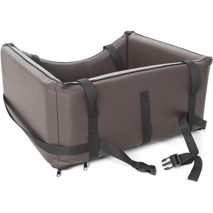 Автомобільний лежак для собак Mayaadi-Home з штучної шкіри, 65x55 см, коричневий