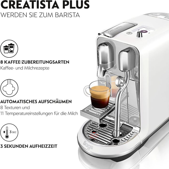 Кавомашина Sage Creatista Plus SNE800, перлинно-біла, автоматична, преміум-клас
