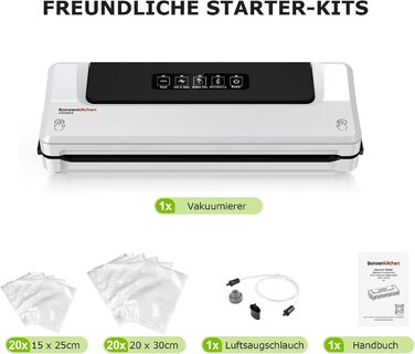 Вакуумний пакувальник Bonsenkitchen для продуктів харчування та Sous Vide, 40 пакетів у комплекті