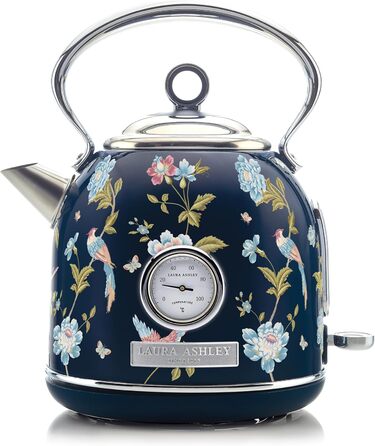 Laura Ashley Elveden Stainless Steel Cordless Electric Kettle - 1.7L, 2.2kW, with Temperature Display & Overheat Protection