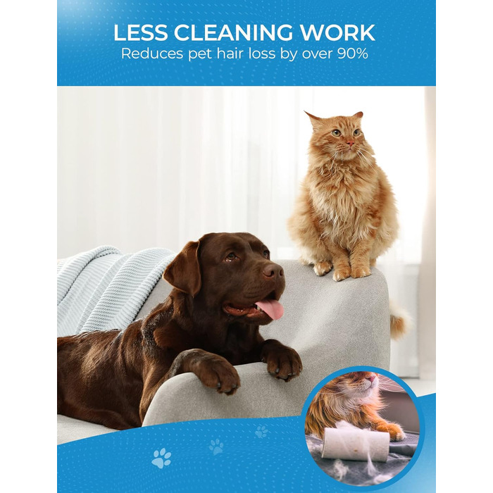 Щітка для собак та котів, гребінець для тварин з нержавіючої сталі 12+23 зубчики, двостороння для видалення шерсті та розплутування вузлів (Large, блакитний)