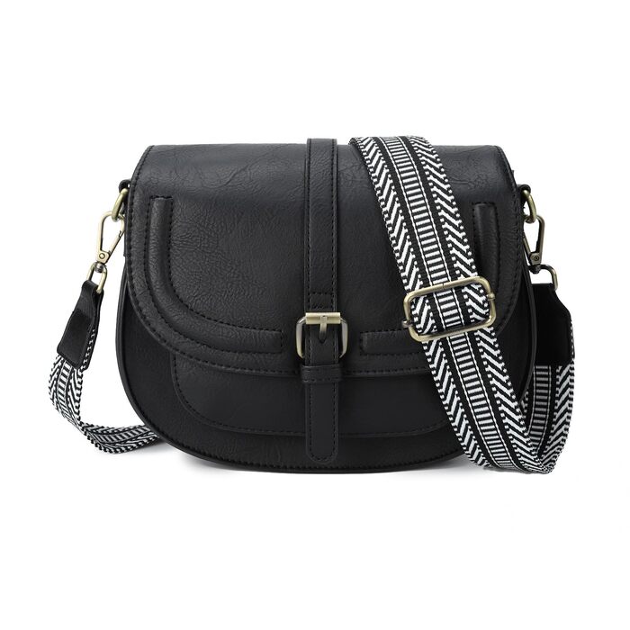 Сумка жіноча AFKOMST через плече, чорна, зі шкірозамінника PU, з регульованим знімним ремінцем