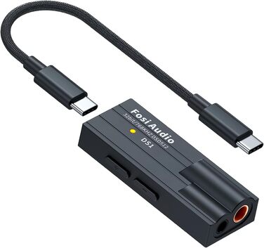 Портативний ЦАП/підсилювач навушників Fosi Audio DS1 з ES9038Q2M, підтримка PCM 32-bit/768kHz та DSD512, 3,5mm та 4,4mm виходи для Hi-Fi аудіо, USB ЦАП підсилювач для навушників