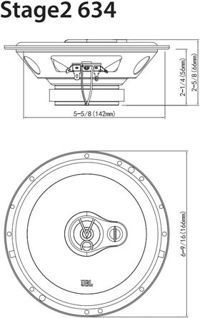 Автомобільна акустика JBL Stage2 634, 3-смугові динаміки Harman Kardon, 250 Вт, 16,5 см (6,5''), комплект 2 шт.