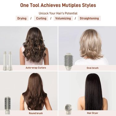 5-в-1 Airstyler: Іонний фен, локони, об'єм та випрямлення без шкоди для волосся | Легкий, для дому, Champagner Gold