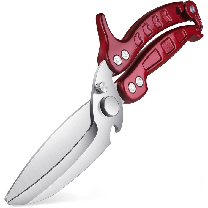 DRAGON RIOT Poultry Shears Detachable, Heavy Duty Meat Shears, Multi-Purpose Kitchen Shears for Cutting Bones, Meat, Poultry, Vegetables, Seafood, and Pizza, Bone Cutting Shears Red