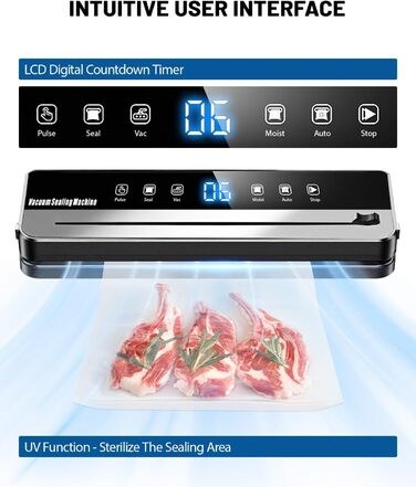 Вакуумний пакувальник FANNOU 5-в-1 для продуктів харчування, з зовнішнім вакуумуванням для банок та контейнерів, чорний