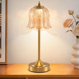 Ретро настільна лампа бездротова Rose з акумулятором 6000mAh, регульована яскравість, 3 режими освітлення, портативна LED лампа для спальні, вітальні, кухні (бурштиновий)