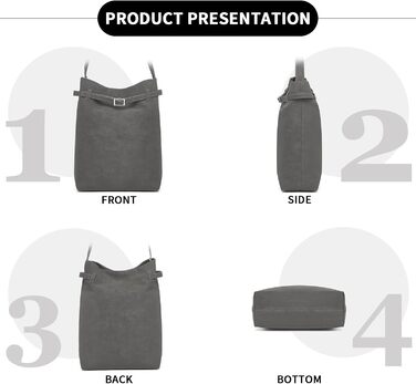 Сумка жіноча Miss Lulu велика шопер Tote Bag з м'якої PU шкіри середнього розміру, сіра (2-2)