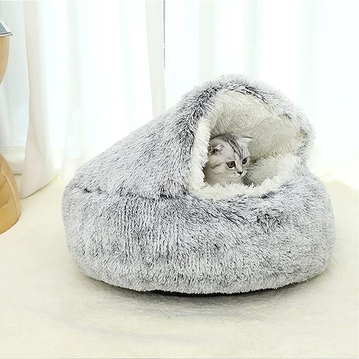 YAGE Soothing Cat Bed, Fluffy Plush Kitten Bed, Washable Anti-Anxiety Puppy Bed, Pet Bed for Small Dogs Soft Warm Donut Cat Sleeping Bag. No.: 015002802-0001 (M-50CM, green)