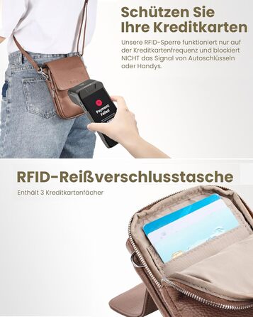 Чоловіча/Жіноча сумка-чохол для телефону Befen з натуральної шкіри, RFID-захист, відділення для карт, колір мокка