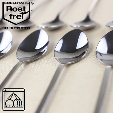 Набір з 12 ложок для напоїв з нержавіючої сталі COM-FOUR® - ложки для лате макіато, коктейлі, десерти (20-20.5 см)