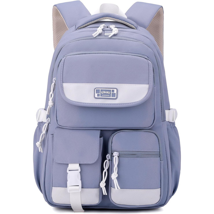 Рюкзак для підлітка, шкільний рюкзак для дівчинки з багатьма відділеннями, рюкзак для учнів 3-5 класів, середньої та старшої школи, нейлоновий рюкзак для подорожей та відпочинку, блакитний