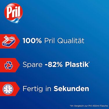 Концентрат для наповнення засобу для миття посуду PRIL Mix & Clean, висока розчинна здатність жиру, для холодної води, свіжий аромат, 9 x 120 мл