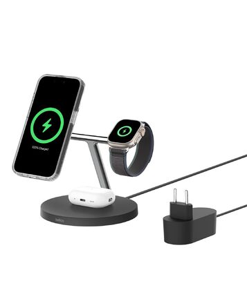 Belkin MagSafe 3-в-1 Бездротова Зарядка 15W для iPhone, Apple Watch та AirPods (Чорний)