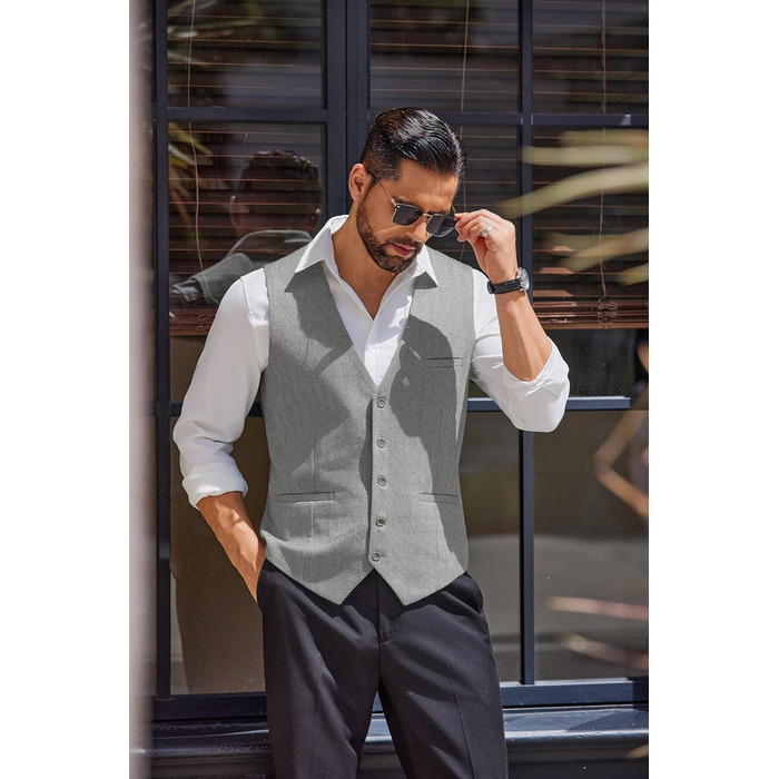 Жилет чоловічий COOFANDY, елегантний, для бізнесу, класичний, сірий, розмір XL