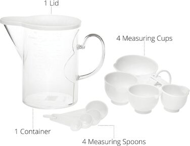 Supreme Housewares Measuring Cups and Spoons, 10-Piece Set, Plastic, Multi-Purpose Kitchen Utensils, Cooking and Baking Tools, BPA-Free, Dishwasher Safe for Liquids and Dry Ingredients (white)