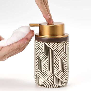 Дозатор для мила та миючого засобу GIRLUFO 350мл з великим насосом – багаторазовий дозатор піни для ванної кімнати та кухні (легко натискається) (колір: коричневий)