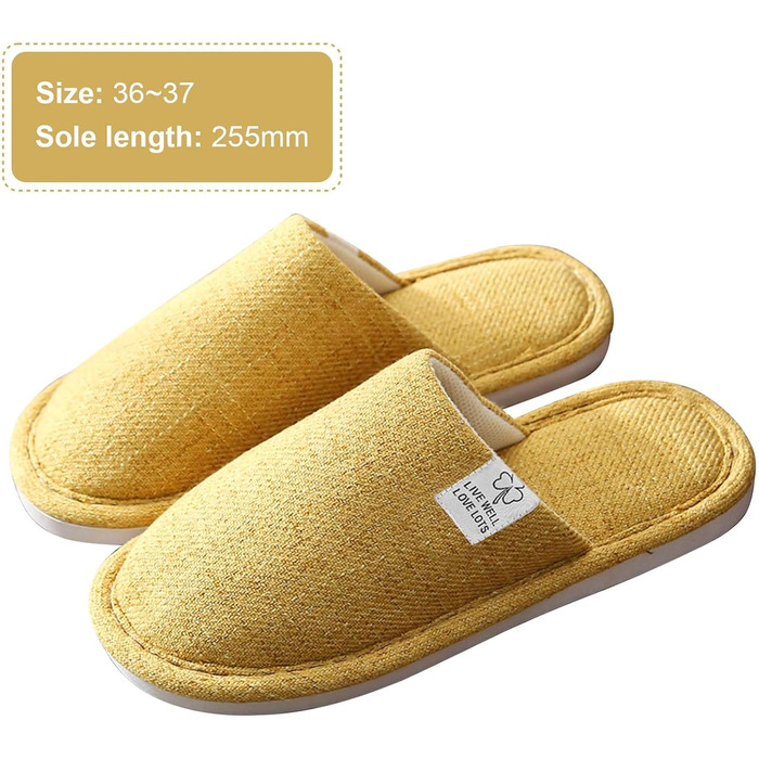 Тапочки зимові для дому, бавовняні, дихаючі, для гостей, антиковзкі, жовті, 36/37 EU (для жінок та чоловіків)