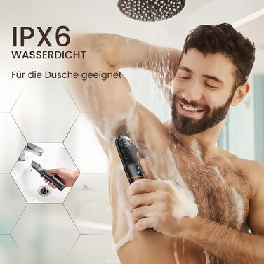Електричний тример для чоловіків 5-в-1 MAXGROOM: для тіла, інтимної зони, бороди, пахв, водонепроникний, з док-станцією, чорний