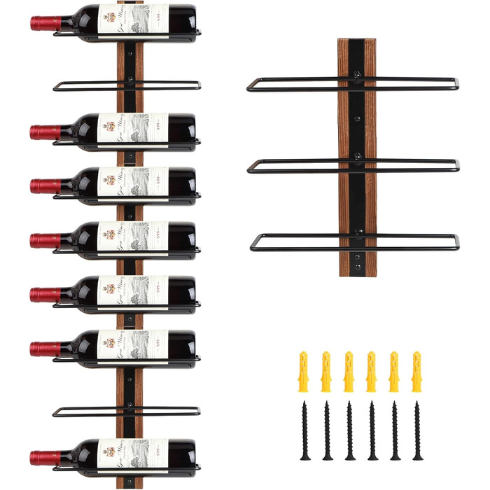 Настінна полиця для вина DBREAKS на 9 пляшок, дерев'яний тримач для вина, органайзер для винної пляшки для вітальні, спальні, винного погреба, бару