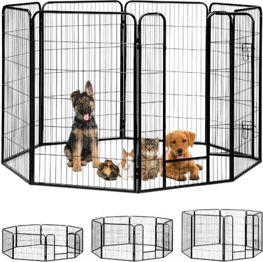 Вольєр для цуценят Relaxdays: великий вольєр для собак, цуценят та дрібних тварин для дому та саду, 100 x 76,5 x 235 см, чорний, XXL