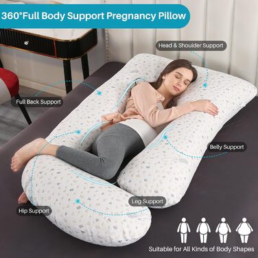 Подушка для вагітних GKXLH – J-подібна подушка для підтримки спини, живота та стегон (сіра з крапками)