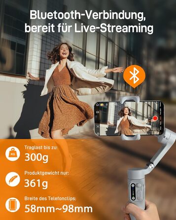 Hohem iSteady X3 SE - Стабілізатор для смартфона, 3-осьовий, сірий. Ідеально для Vlogging, Selfie та подорожей. 11 годин роботи від акумулятора.