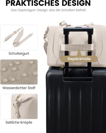 LOVEVOOK Сумка ручної поклажі Ryanair 40x30x20, розширювана, для авіаперельотів, зелена (бежева), жіноча/чоловіча