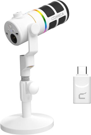 Мікрофон Comica D10 Pro D з підсвічуванням RGB та кріпленням для стрімінгу, геймінгу та запису подкастів (чорний)