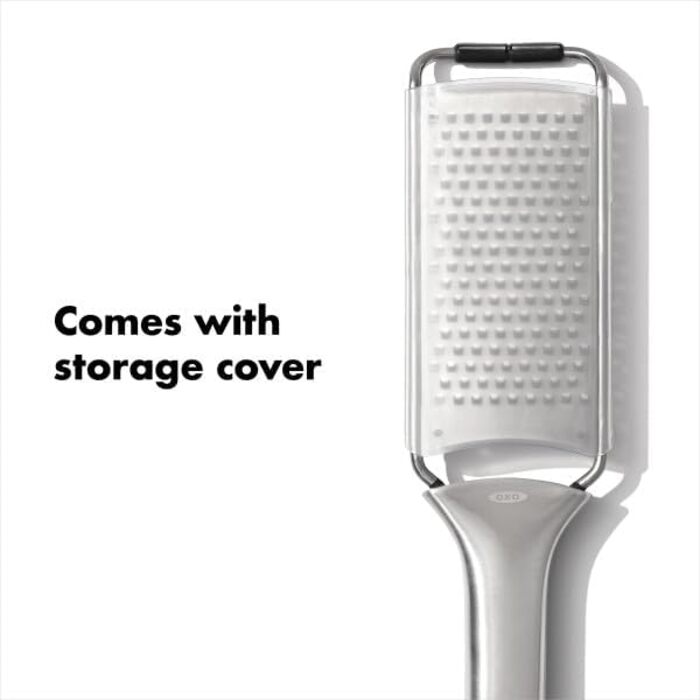 OXO Good Grips Тріскачка-тертка з піддоном з нержавіючої сталі – для овочів та інших продуктів (сучасний, мінімалістичний дизайн)