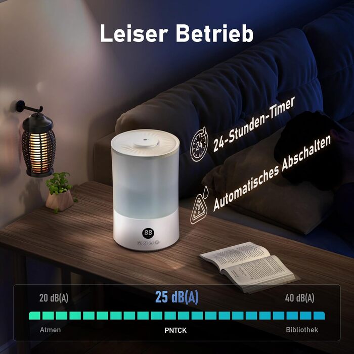 Увлажнитель воздуха для спальни, 4л, ультразвуковой, тихий, с пульт. дистанційного керування, автовимкнення, таймер, 40год, для дитячої кімнати, офісу, рослин