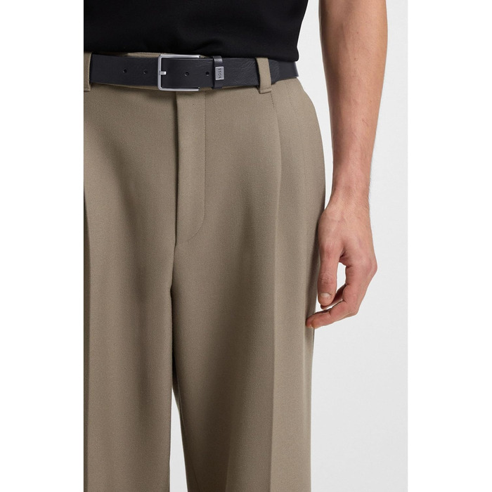 Чоловічий шкіряний ремінь BOSS Elio з логотипом, чорний