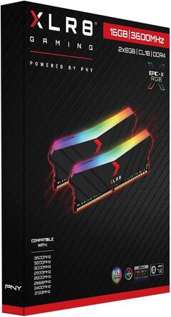 PNY XLR8 Gaming Epic: Комп'ютерна пам'ять DDR4 RGB 3200MHz (2x8GB) Чорний