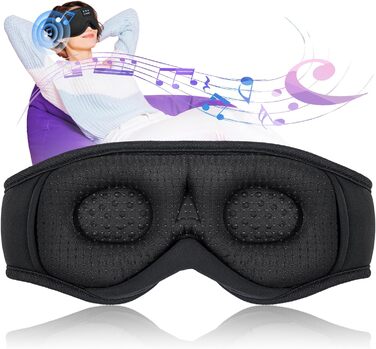 Маска для сну з Bluetooth навушниками Dolida - повна світлоізоляція, дихаюча тканина, для подорожей, йоги, медитації