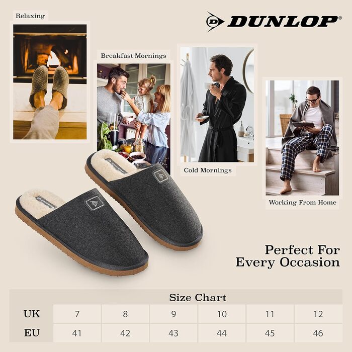 Тапочки чоловічі Dlop з антиковзкою підошвою та плюшевою підкладкою (42 EU, темно-сірий)