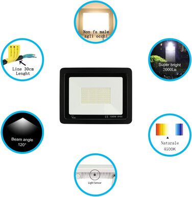 Outdoor LED Spotlights, 100W LED Spotlights, IP65 Waterproof Outdoor Floodlights, 10000LM LED Floodlights, 3000K Warm White Outdoor LED Floodlights, for Backyard, Garage, Hallway, Garden [Black] (4500k Neutral White, 100W [1 Piece] Black)