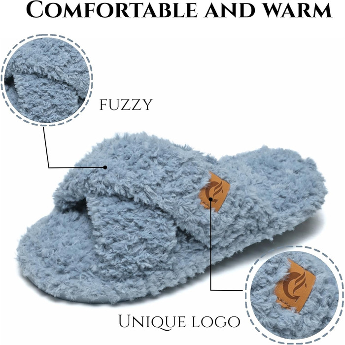 SMajong Теплі жіночі плюшеві халапи (тапочки) зимові, синього кольору (42/43 EU)
